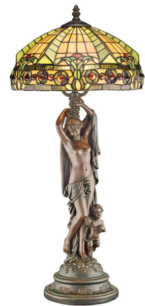 Roman Amber Goddess of Light Stained Glass Lamp Authentic Art Glass
